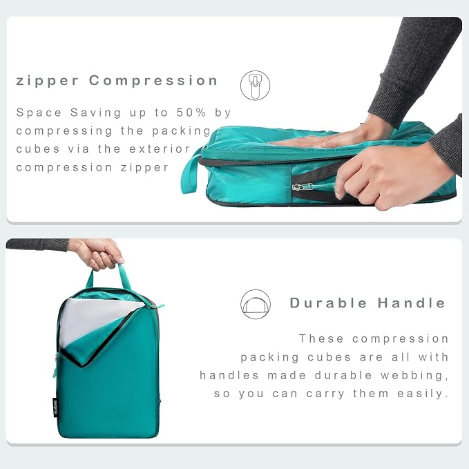 BAGAIL 6 Set Ultralight Compression Packing Cubes Packing Organizer