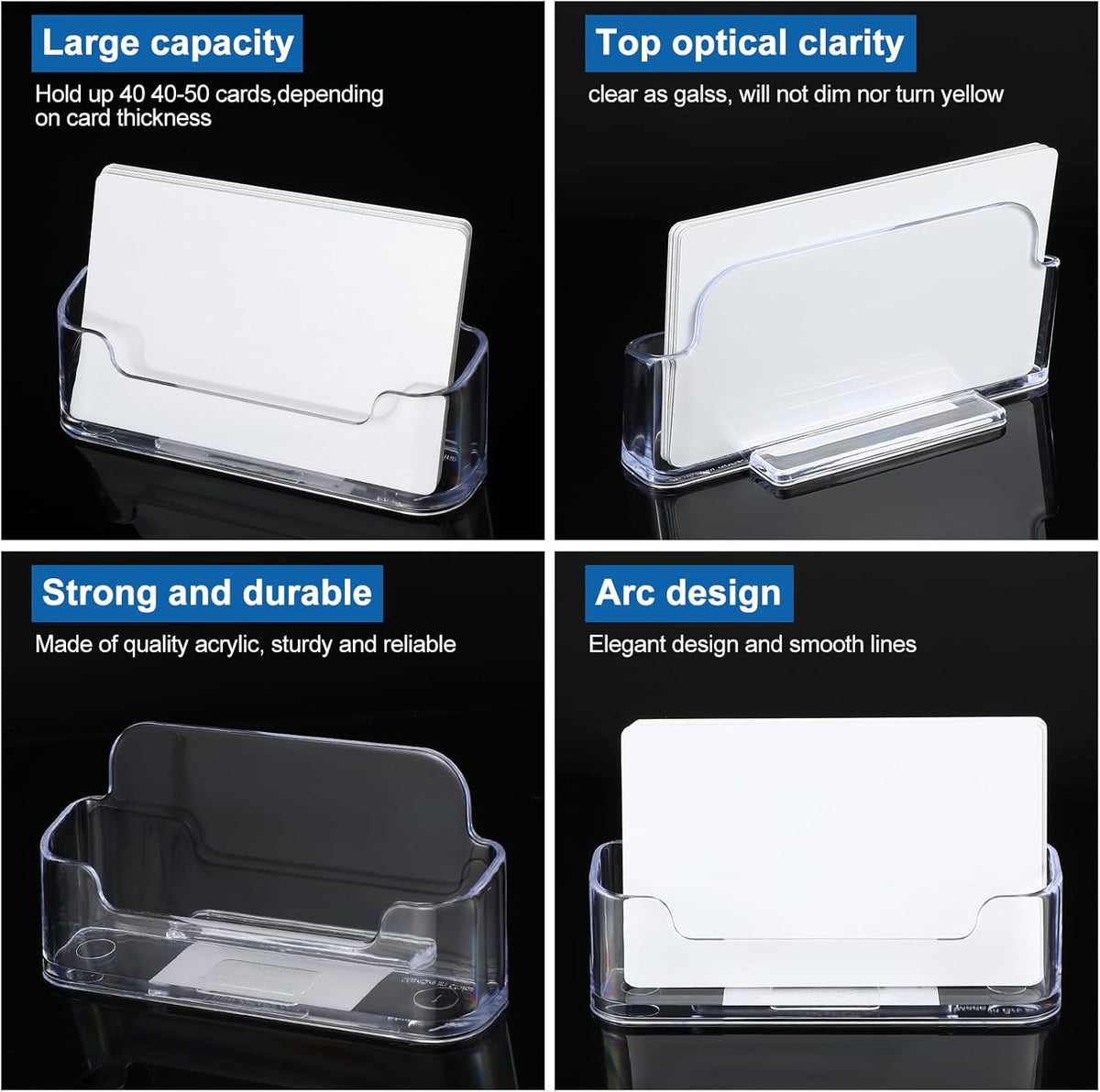 Bucherry Acrylic Business Card Holder Clear Desktop Business Card Holder Display Desk Stand for Office Exhibition Paper Brochure Supplies(96 Pieces)