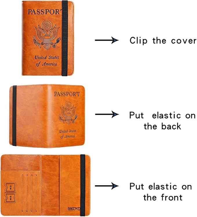 Passport Holder Cover Wallet Travel Essentials RFID Blocking Leather Card Case