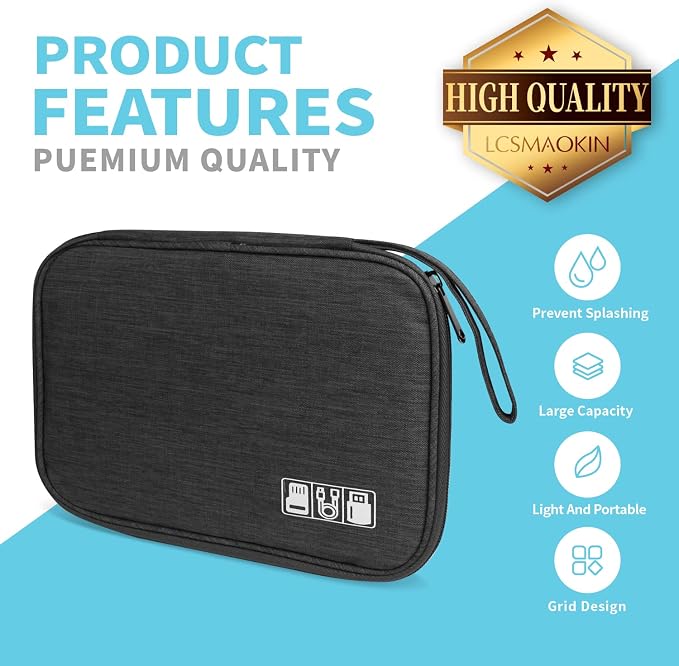 Electronics Organizer Travel Case, Electronic Accessories Storage Bag, Portable