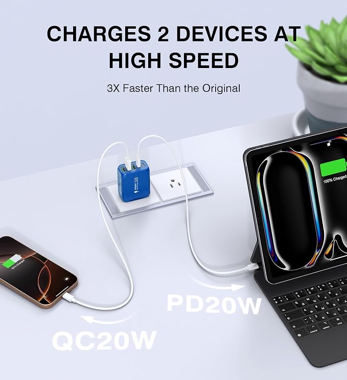 50W USB C Wall Charger Block, 5-Port C Charger Fast Charging Block PD Power