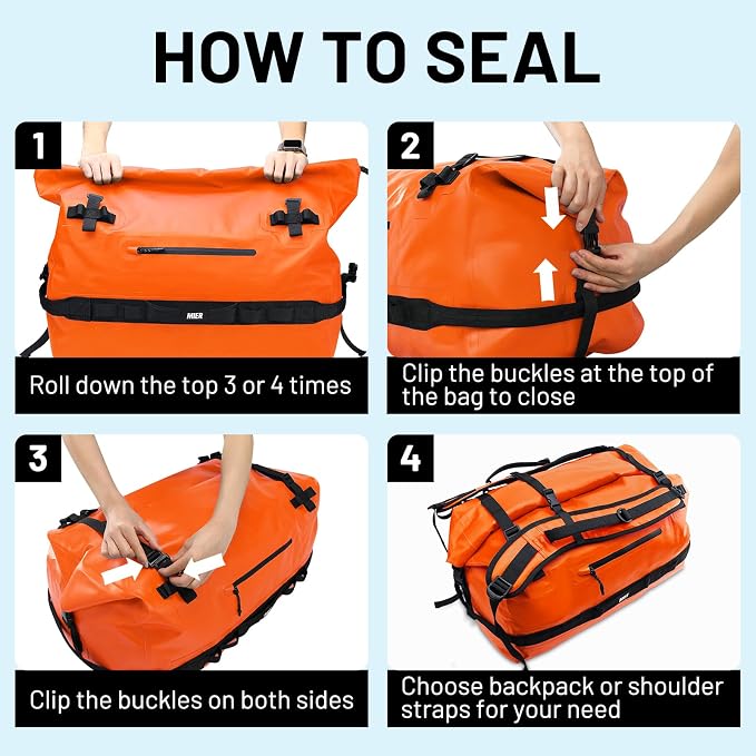 MIER Large Waterproof Duffel Bag Rolltop Dry Backpack Duffle Bags