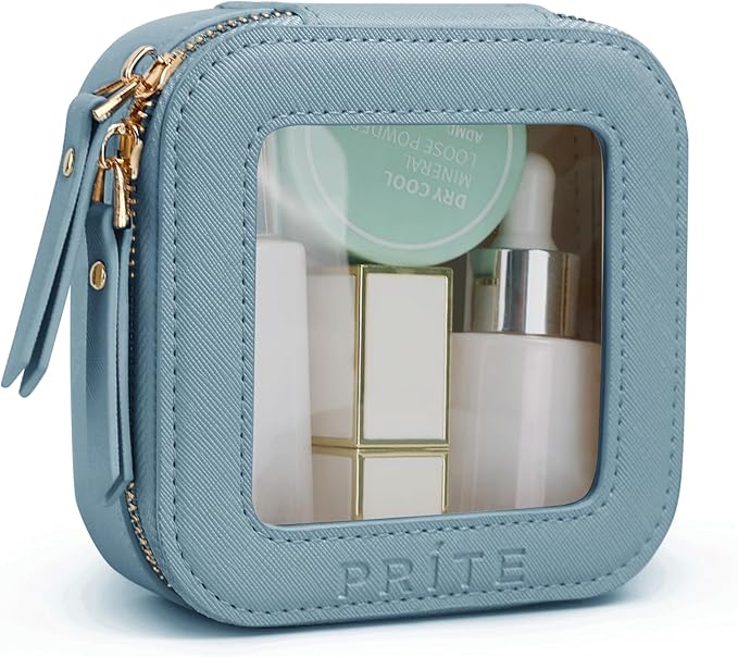 Prite Small Makeup Bag for Women Portable Clear Makeup Bag Cute Mini Waterproof