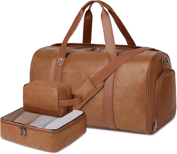 Wogarl 3PCS Leather Weekender Bag