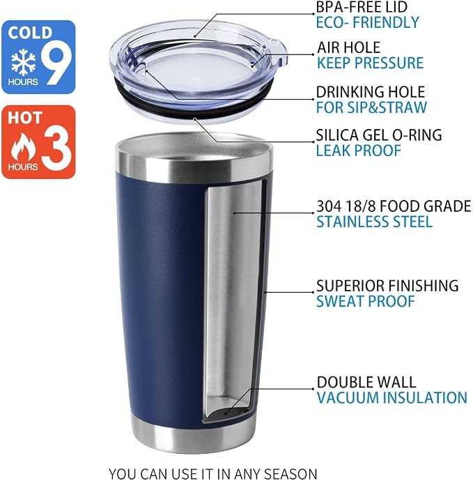 HASLE OUTFITTERS 20oz Stainless Steel Tumblers Bulk, Insulated Travel Cup