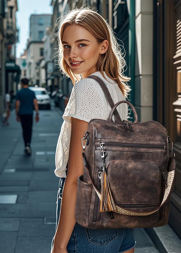 Shrrie Vegan Leather Laptop Backpack