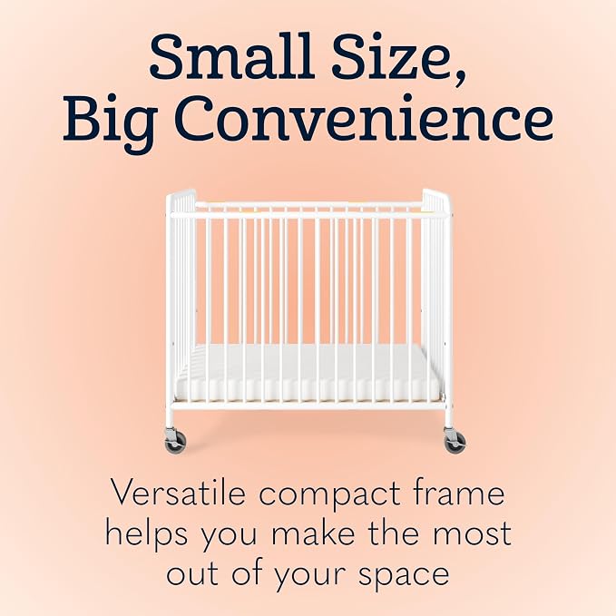 Foundations Chelsea Clearview Metal Compact Daycare Crib, Compact Mini Size