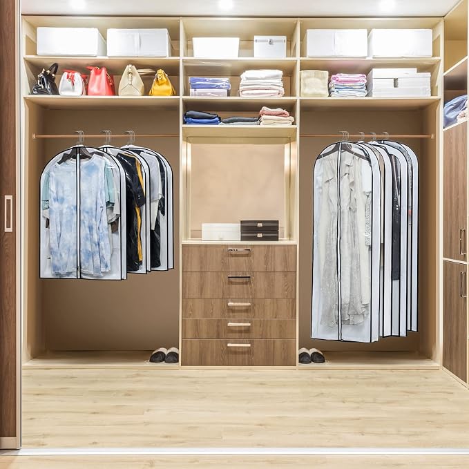 Hanging Clothes Storage with 4" Gusseted Garment Covers