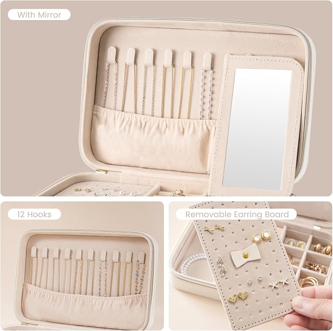 Lolalet Travel Jewelry Case for Women, Travel Jewelry Organizer Box