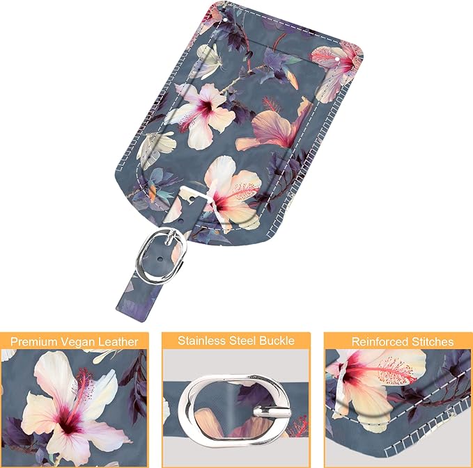 FINTIE 2 Pack Luggage Tags, Leather Name ID Labels