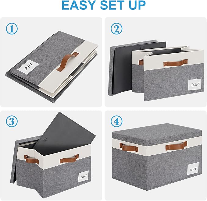 Large Storage Bins with Lids, Foldable Fabric Storage Baskets with Lids