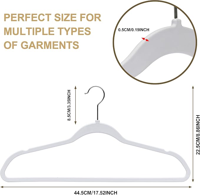 Quality Hangers 50 Pack Non-Velvet Plastic Hangers