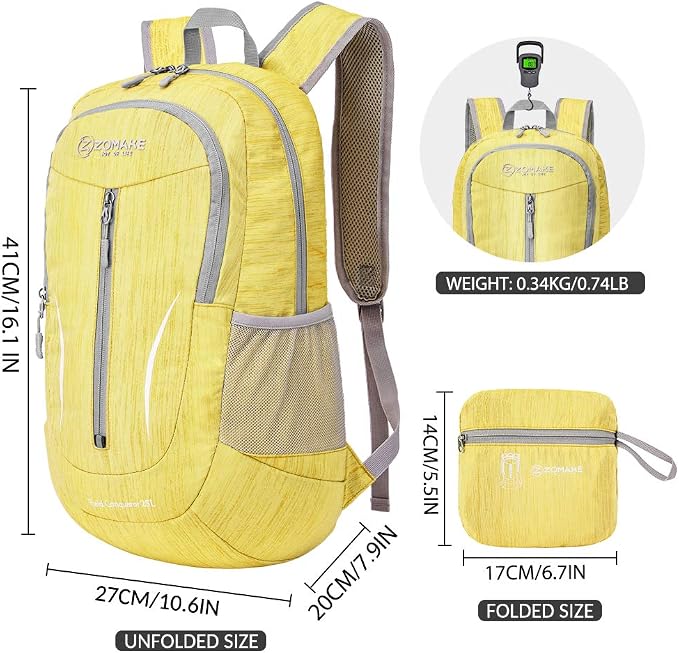 ZOMAKE 25L Ultra Lightweight Packable Backpack, Foldable Hiking Backpacks Water