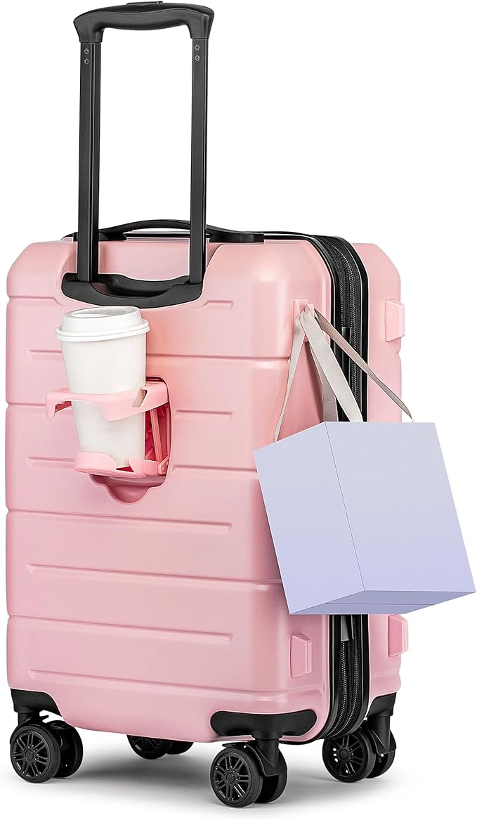 KYME Pink Hardside Expandable Carry On Luggage 22x14x9 Airline Approved 20 Inch