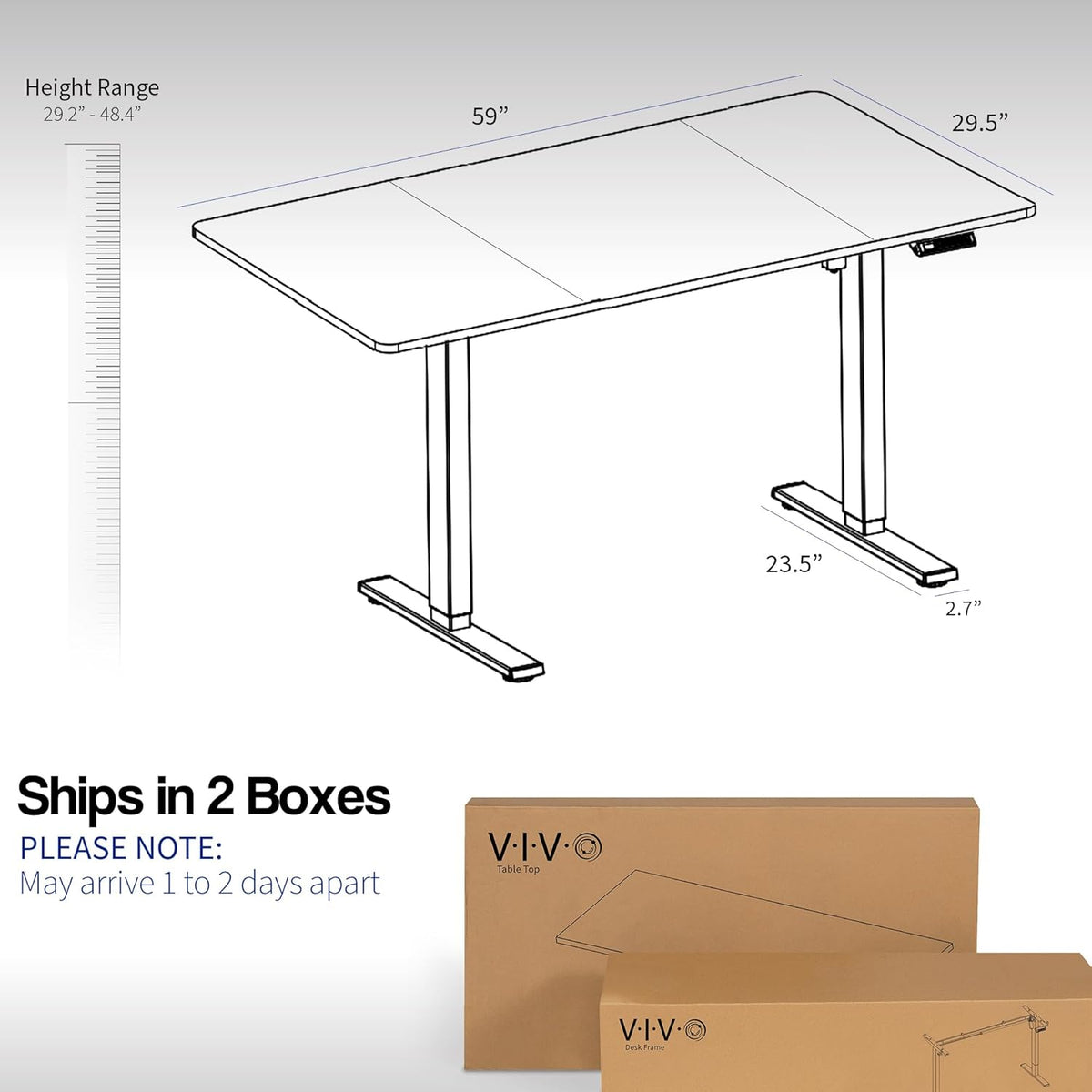 VIVO Electric 60 x 30 in Standing Desk, Memory Height Adjustment, 1B Series, Black Top Black Frame, DESK-KIT-1B6B-30