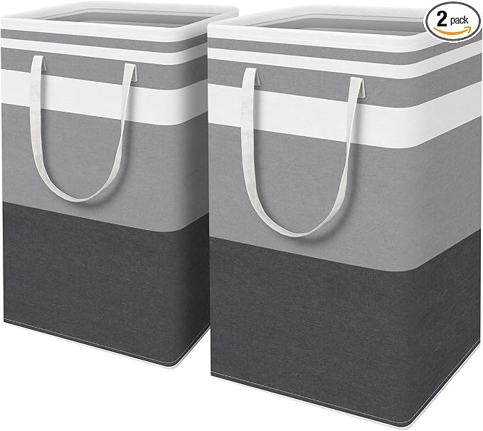 HomeHacks 2-Pack Large Laundry Basket, Waterproof, Freestanding Laundry Hamper