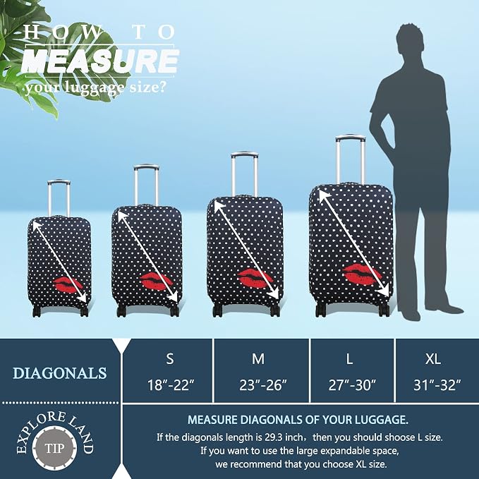 Explore Land Travel Luggage Cover Suitcase Protector Fits 27-30 Inch Case