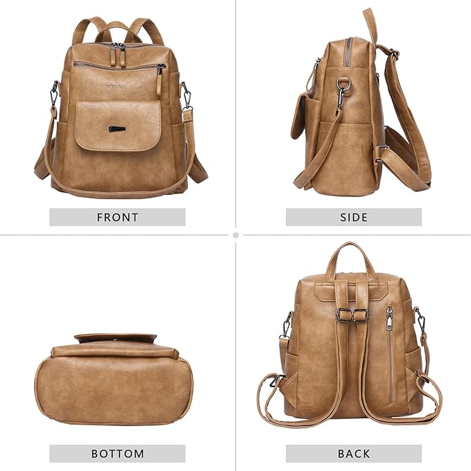 PU Leather Backpack Purse for Women Fashion Multipurpose Design Handbag Ladies