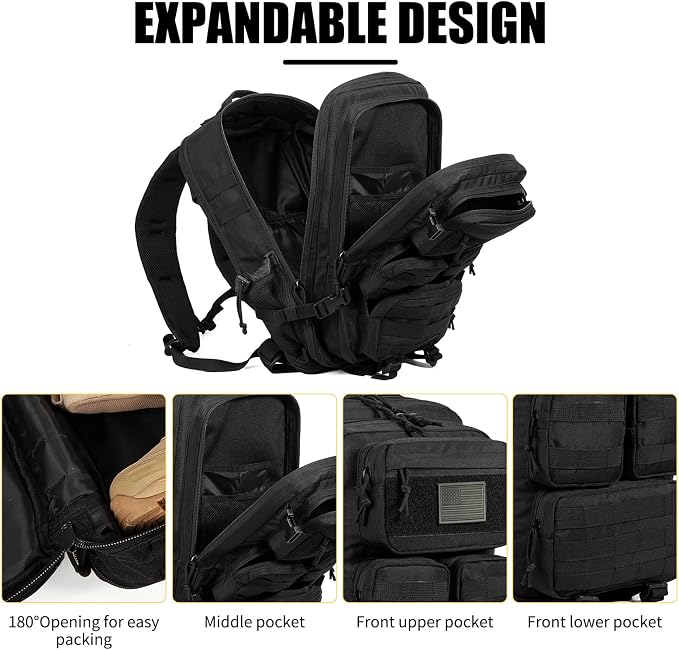 Tactical Backpack for Men, 40/50L Expandable Military Backpack, Waterproof