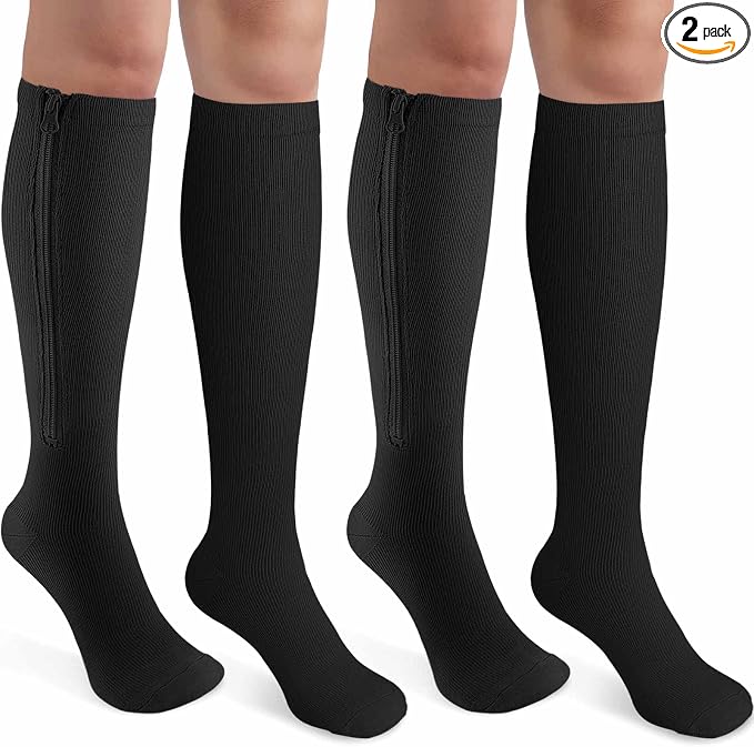 CASMON 2 Pairs Zipper Compression Socks
