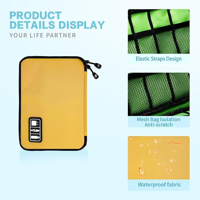 Electronics Travel Organizer, Portable Waterproof Electronic Travel Storage Bag