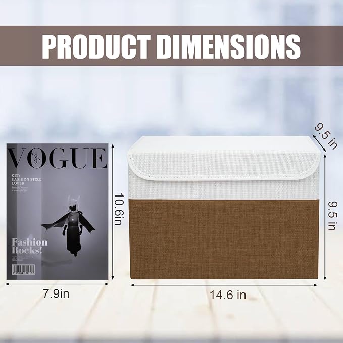 Large 22 Quart Linen Fabric Foldable Storage Bin Cube Organizer Basket