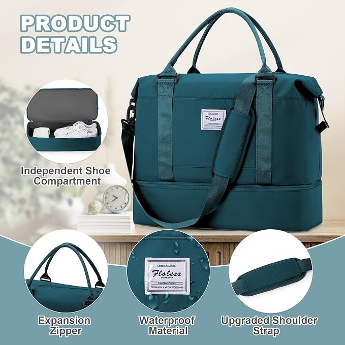 Travel Duffel Bag, Sports Tote Gym Bag, Shoulder Weekender Overnight Bag