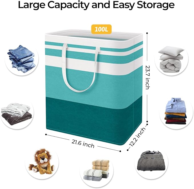 HomeHacks 2-Pack Large Laundry Basket, Waterproof, Freestanding Laundry Hamper