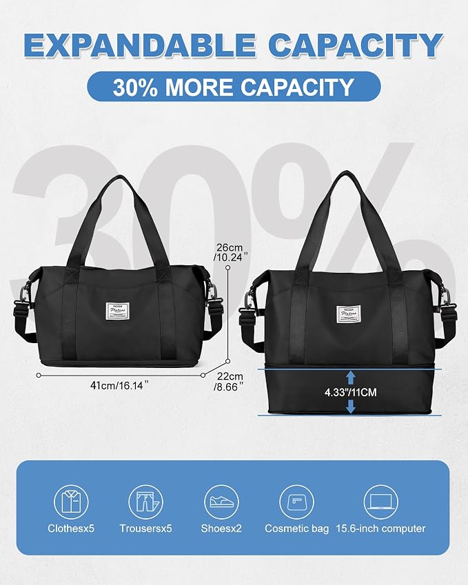 Travel Duffel Bag, Sports Tote Gym Bag, Shoulder Weekender Overnight Bag