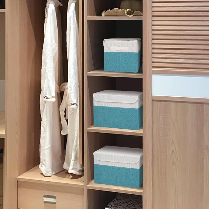 Large 22 Quart Linen Fabric Foldable Storage Bin Cube Organizer Basket