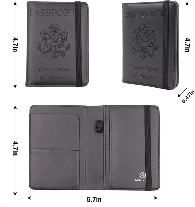 Melsbrinna Premium Leather Passport Holder Covers Case, Waterproof Rfid