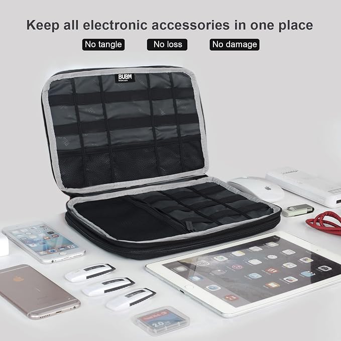 BUBM Double Layer Electronics Organizer, Travel Gadget Bag