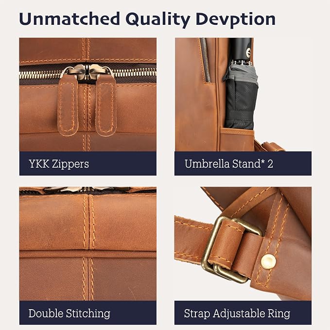 Leather Backpack for Men 15.6" Laptop Backpack 100% Madagascar top-Grain