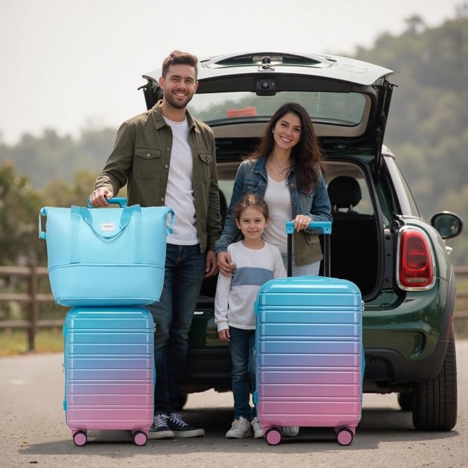 LARVENDER Luggage Sets 5 Piece Hardside Expandable Suitcase