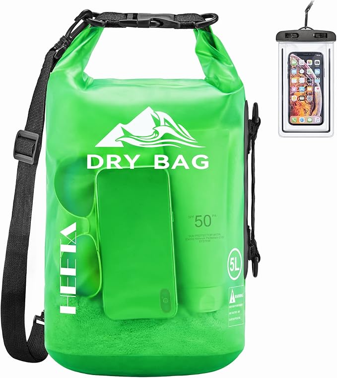 HEETA Dry Bag Waterproof for Women Men, 5L/10L/20L/30L/40L Roll Top Lightweight Dry Storage Bag Backpack with Phone Case for Travel Swimming Boating Kayaking Paddle Board Camping Beach Accessories