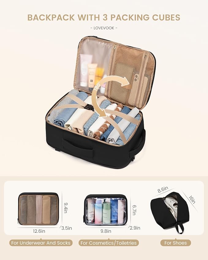 LOVEVOOK Travel Backpack for Women & Men, 60L Large Carry On Backpack Airline