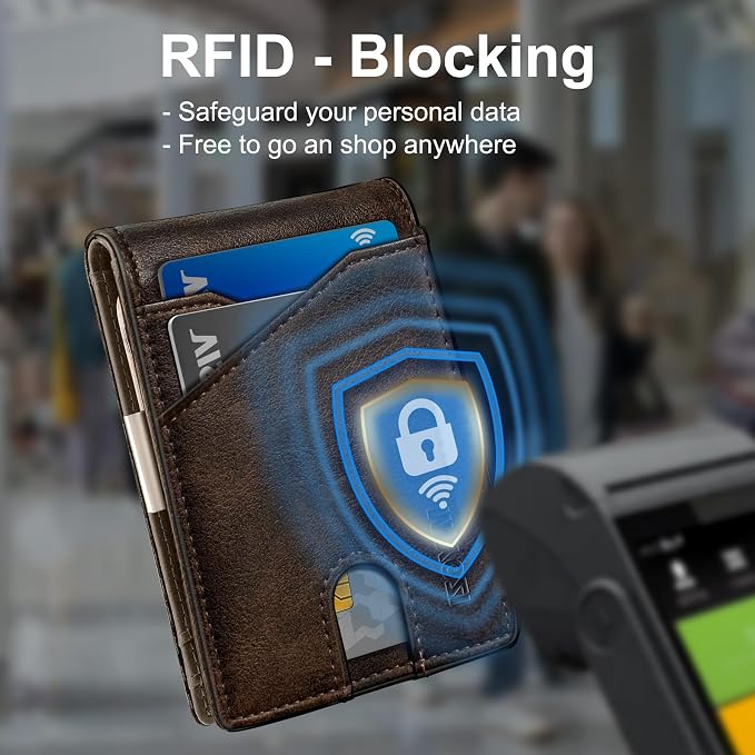 Airtag Wallet for Men, with Money Clip 11 Cards Slim Front Pocket Leather RFID
