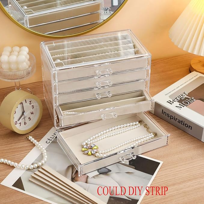 5 Drawers Necklace Organizer Storage, Tray