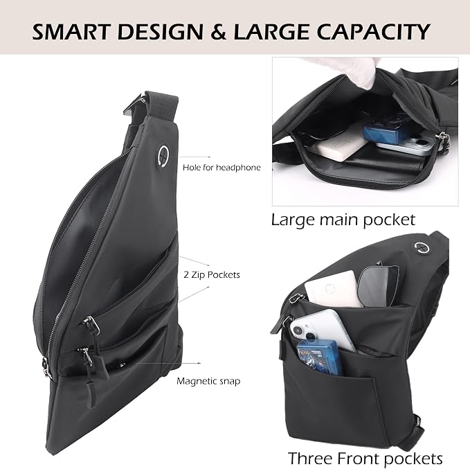 Anti Theft Crossbody Bags for Women Men, Slim Sling Bags