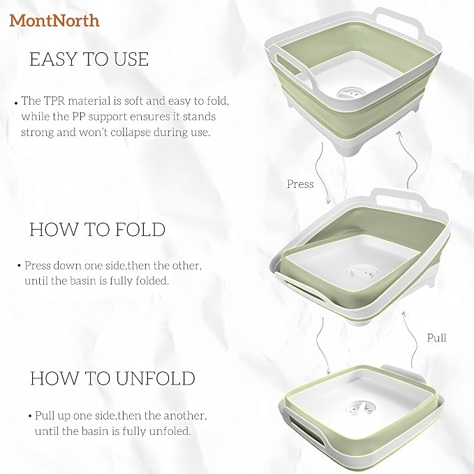 Collapsible Wash Basin 9L, Foldable Dish Tub