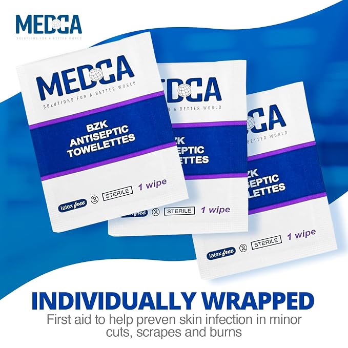 Hand Wipes – Benzalkonium Chloride Swabs Individual BZK Single-Use Packets by