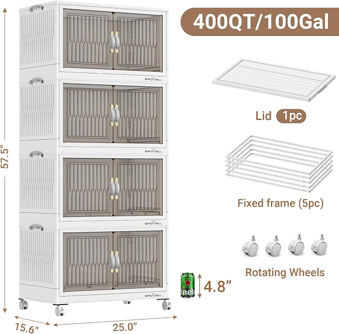 BROVIEW 400Qt Stackable Storage Bins
