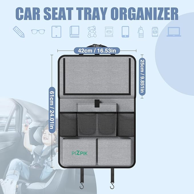 Car Backseat Organizer with Tablet Holder, 11 Storage Pockets with Foldable