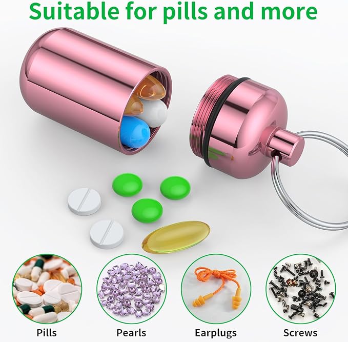 3 Pack Small Pill Box, Airtight Aluminum Alloy Pill Organizer Travel Pill Case
