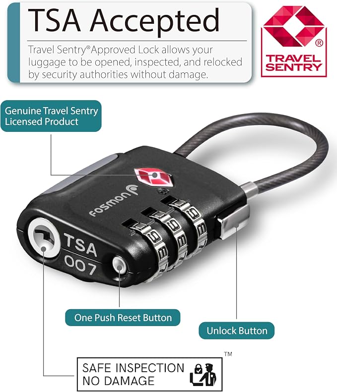Fosmon TSA Approved Cable Locks