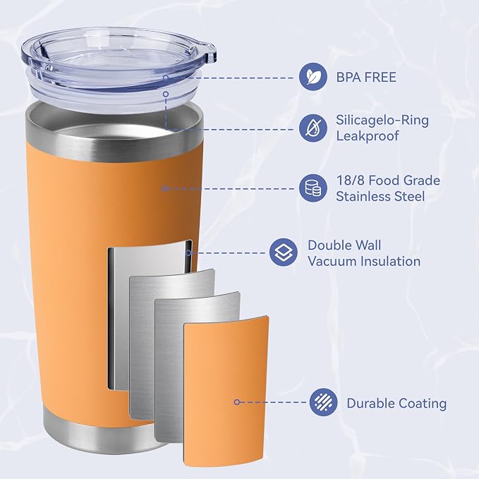 HASLE OUTFITTERS 20oz Stainless Steel Tumblers Bulk, Insulated Travel Cup