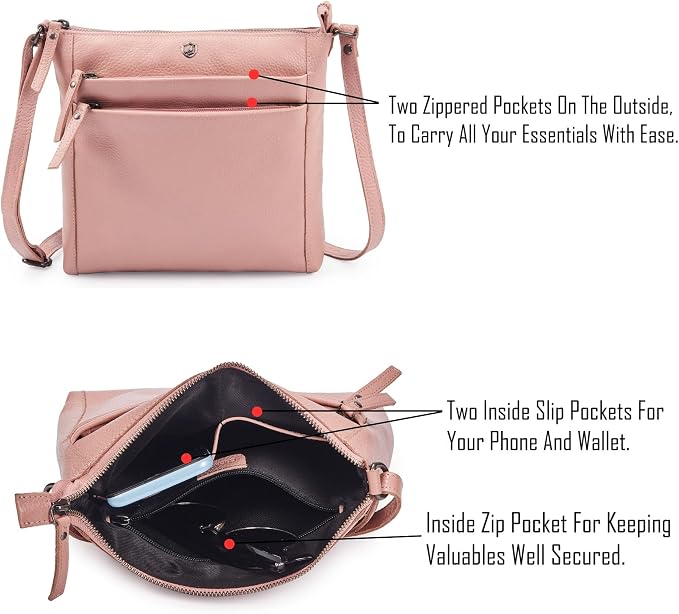 Small Soft Genuine Leather Crossbody Purse Women’s Sling Crossover Shoulder