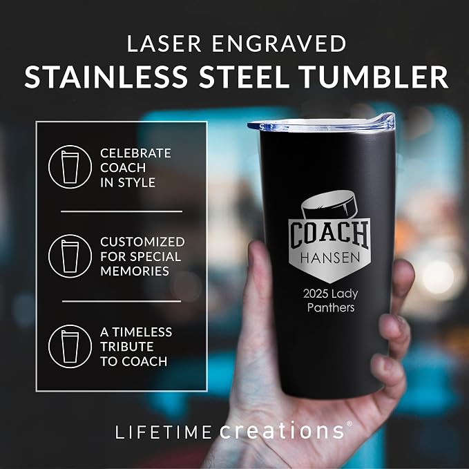 Lifetime Creations Personalized Hockey Coach Tumbler: Custom Hockey Coach Gift