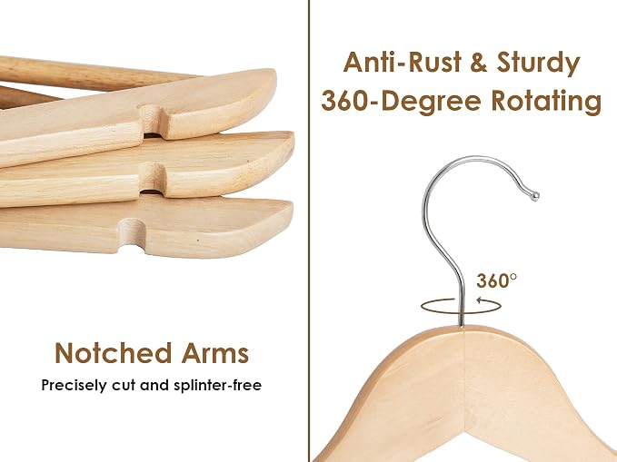 StorageWorks Wooden Hangers 30 Pack, Wood Coat Hanger