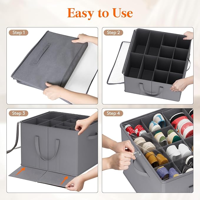 Lifewit Shoe Storage Organizer for Closet, Fits 12-16 Pairs, Large Shoe Box